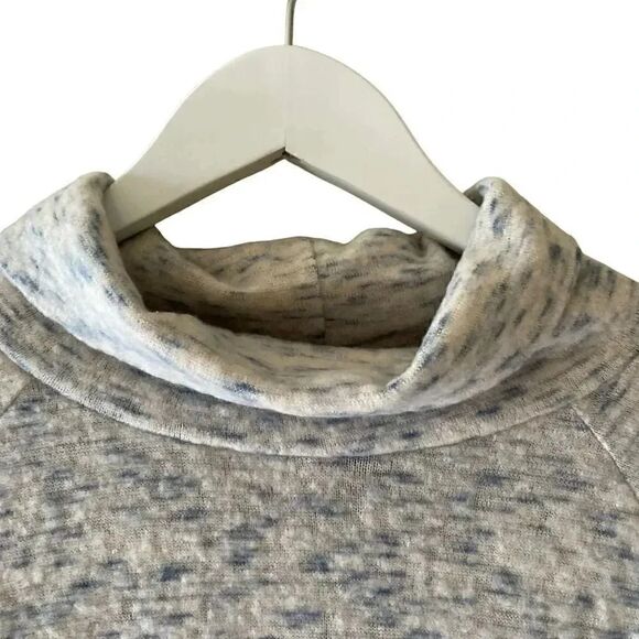 LUSH  DRAWISTRING TNECK TOP
CREAM  BLUE Cropped Long Sleeves Soft Womens S - Picture 2 of 16